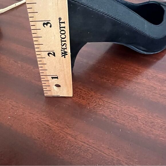 Stuart Weitzman Black Suede Heels w/ Ribbon Details. Sz 6. New w/ imperfections - Picture 9 of 12